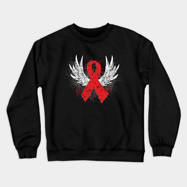 Winged Red Ribbon - World AIDS Day Crewneck Sweatshirt by wheedesign